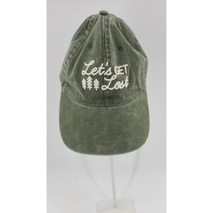 Let's Get Lost Hat Cap Green Cotton Trees